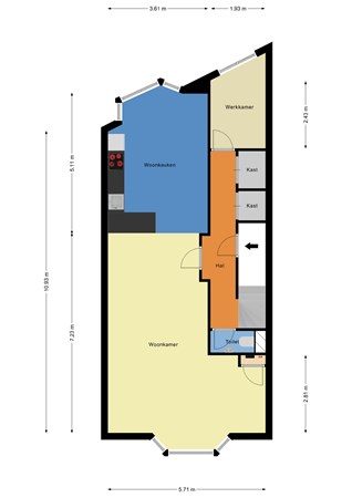 Floorplan - Schiedamseweg 49A01, 3026 AC Rotterdam